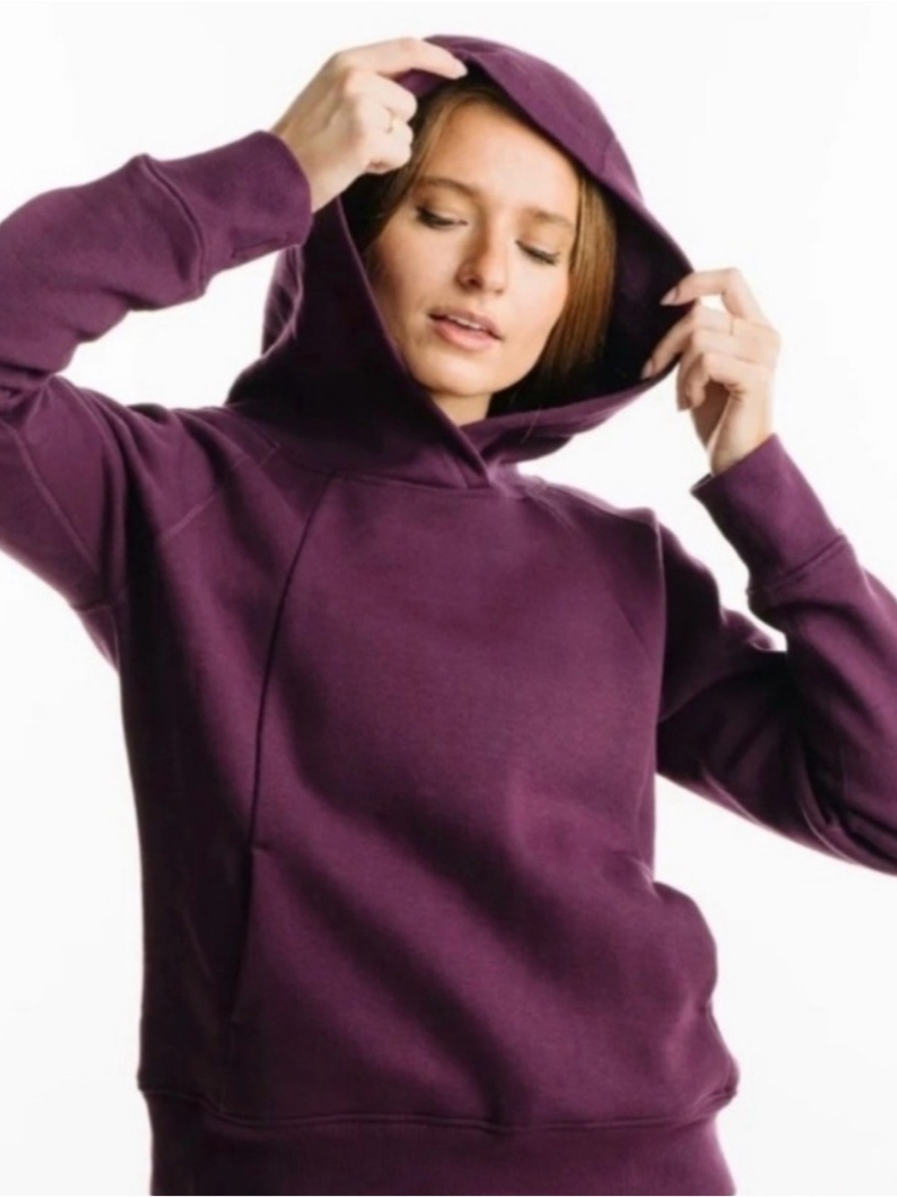ZYIA Active Oh So Soft Hoodie - Cowl Neck Sweatshirt - Plum